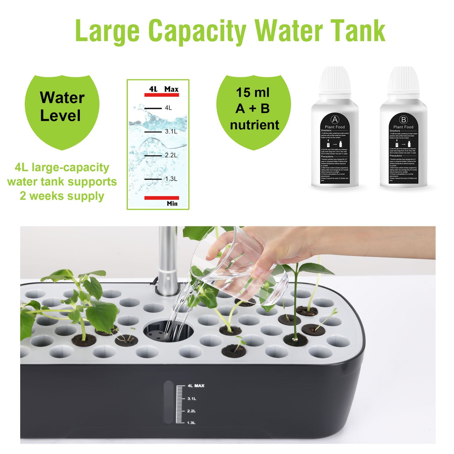 Compact LED hydroponic kitchen garden|indoor rapid herb cultivation|52 planting holes