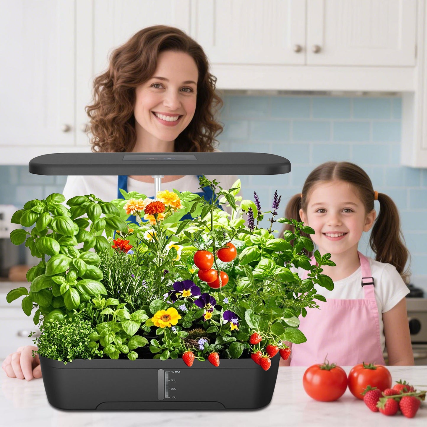 Compact LED hydroponic kitchen garden|indoor rapid herb cultivation|52 planting holes