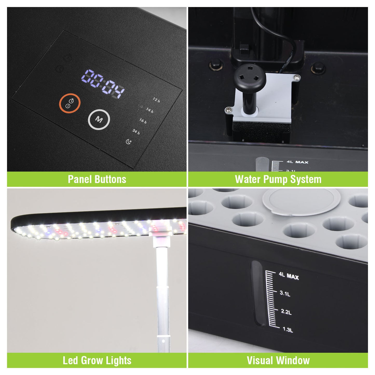 Compact LED hydroponic kitchen garden|indoor rapid herb cultivation|52 planting holes