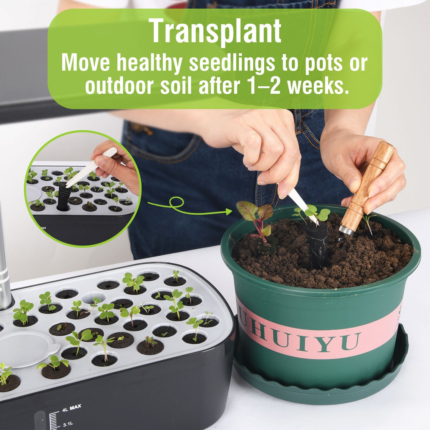 Compact LED hydroponic kitchen garden|indoor rapid herb cultivation|52 planting holes