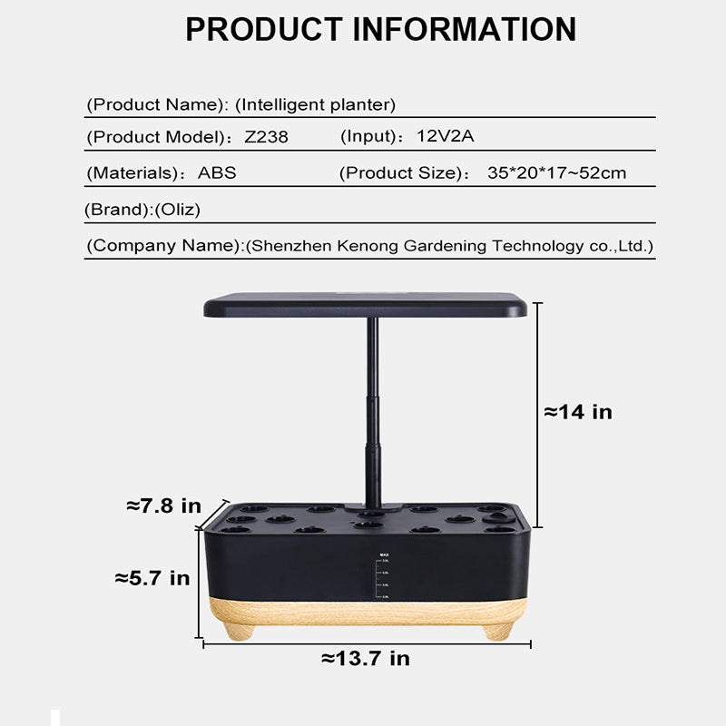 Desktop hydroponic system|intelligent regulation | 12 planting holes | open type