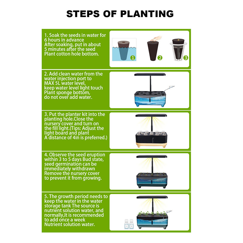Desktop hydroponic system|intelligent regulation | 12 planting holes | open type