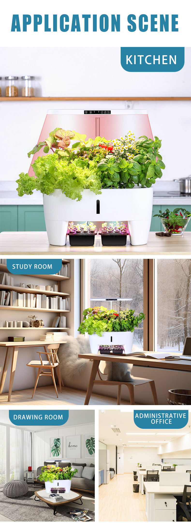 Hydroponic vegetable planting machine | Smart lighting | Air pump circulation | Desktop planting | 16 planting holes