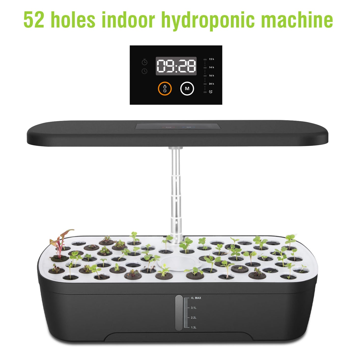 Compact LED hydroponic kitchen garden|indoor rapid herb cultivation|52 planting holes