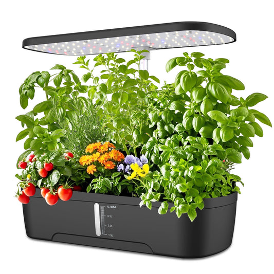 Compact LED hydroponic kitchen garden|indoor rapid herb cultivation|52 planting holes