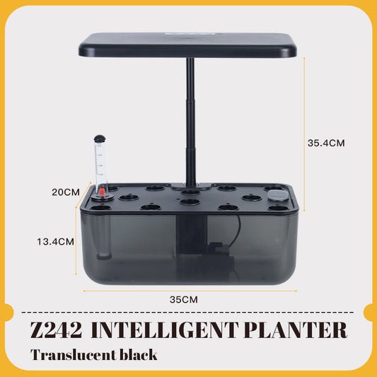 The hydroponic machine has 12 planting holes with lights