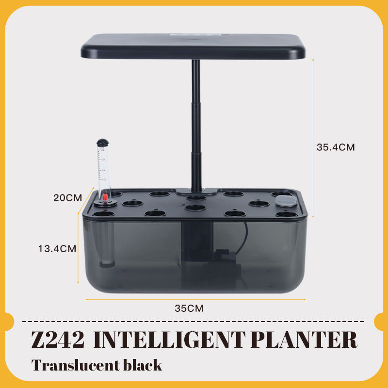 The hydroponic machine has 12 planting holes with lights